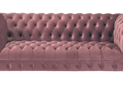 Фуксия бархатный диван Роскошная обивка Chesterfield с пуговицами, трехместный.